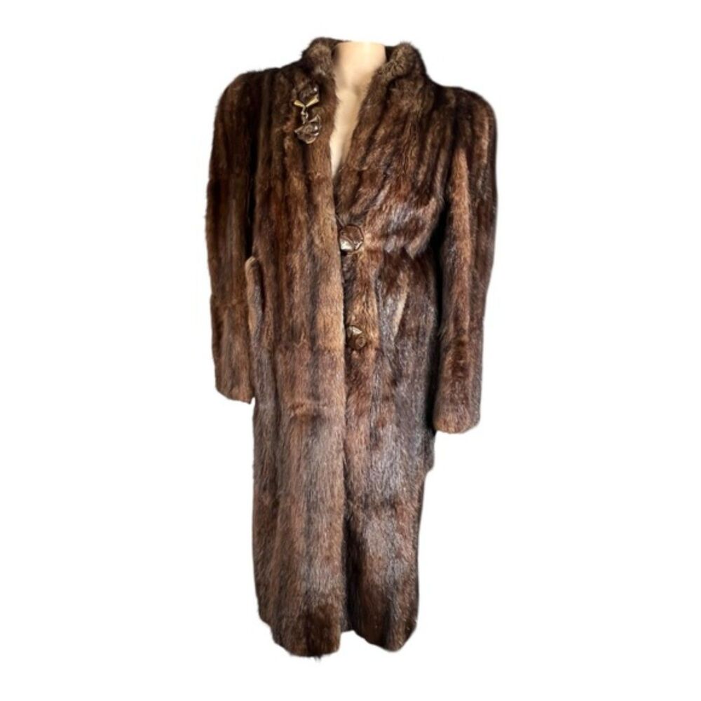 Vintage Murphy’s Mink Fur Coat – Carved Bakelite/Lucite Floral Clasps – Small